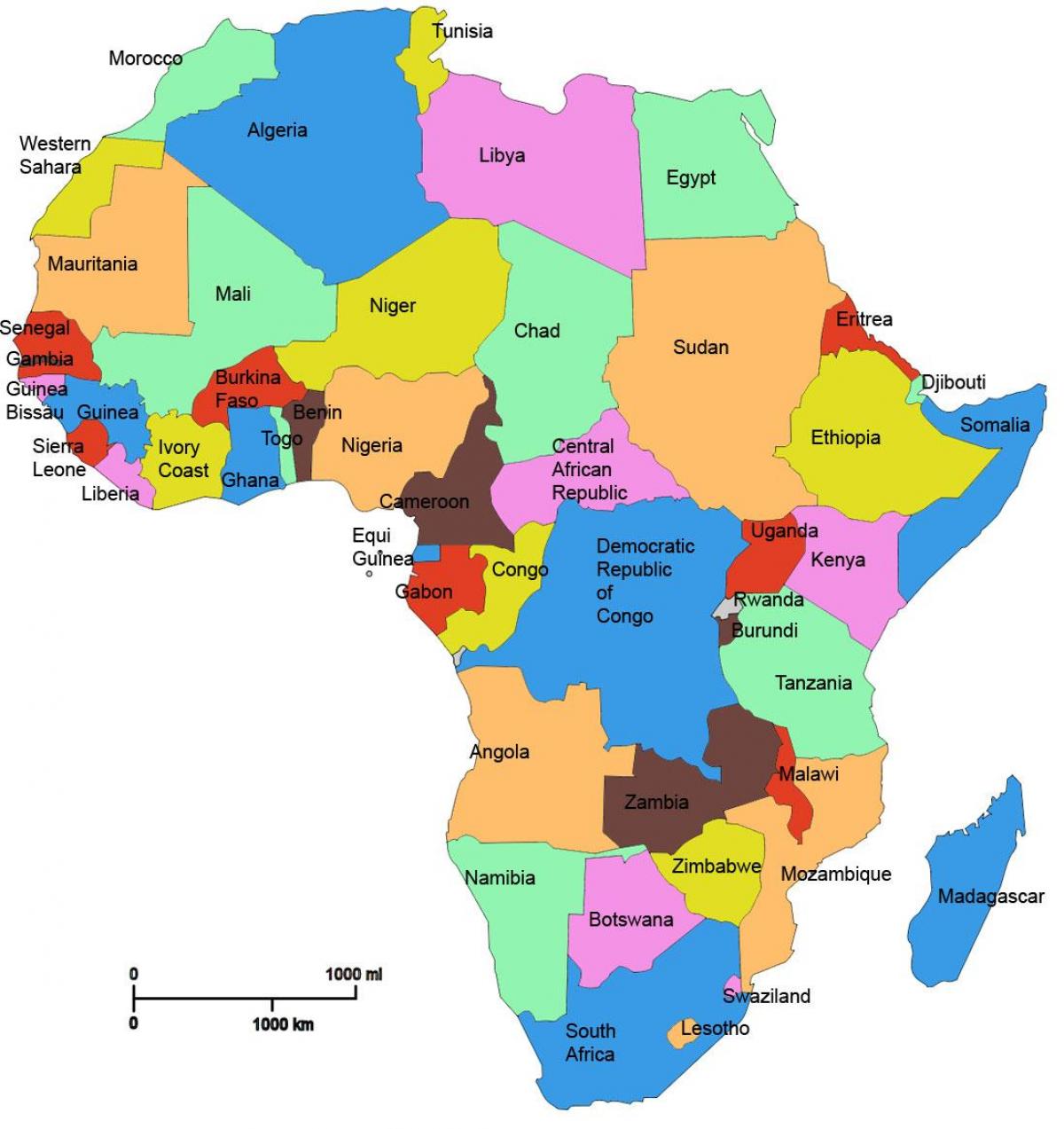 아프리카의 지도를 보여주는 탄자니아